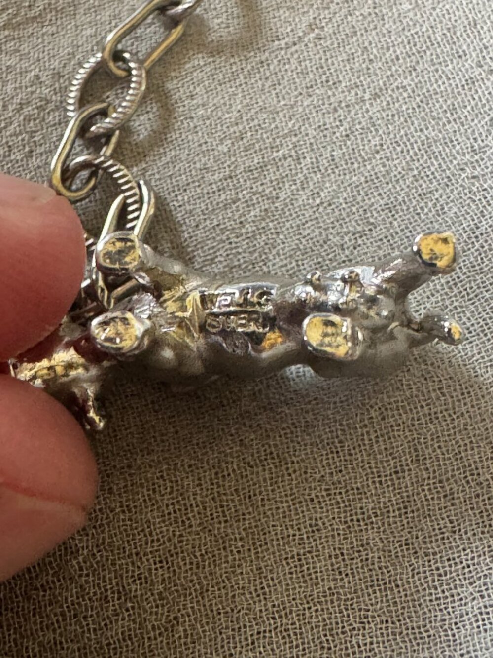 Vintage 925 Sterling Silver Charm Bracelet w/ 6 Sterling Silver Charms - Picture 8 of 12